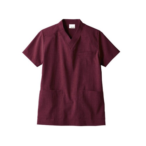 スクラブ 兼用 半袖 ワイン M