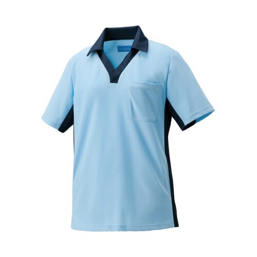 ニットシャツ サックスxネイビー M