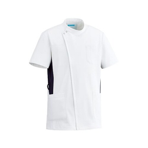 メンズジャケット半袖 ホワイトxネイビー M