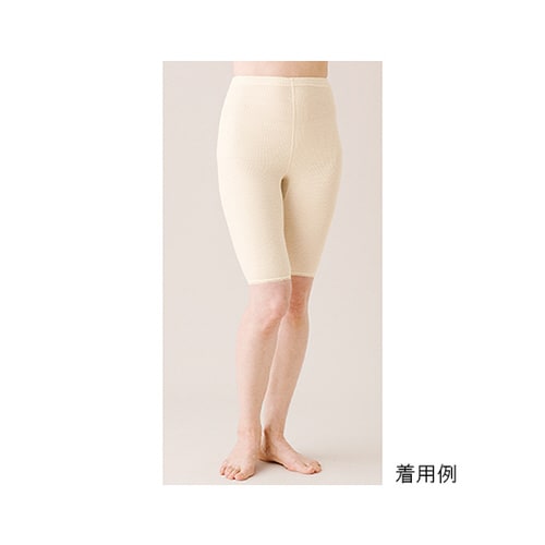 リブ調キルト婦人5分丈パンツ L ベージュ