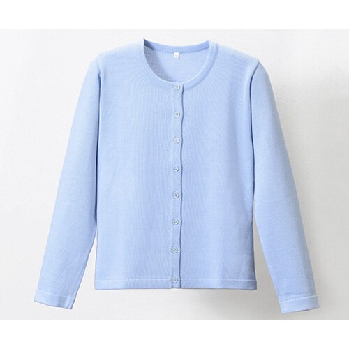 抗ピル丸首カーディガン サックス M