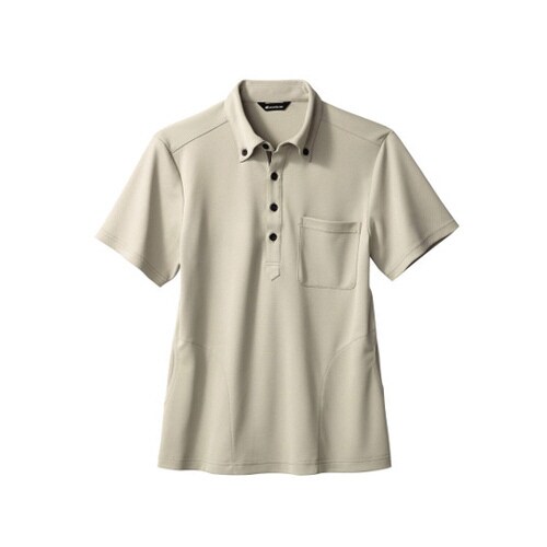 ニットシャツ 兼用 半袖 ベージュ/ブラウン L