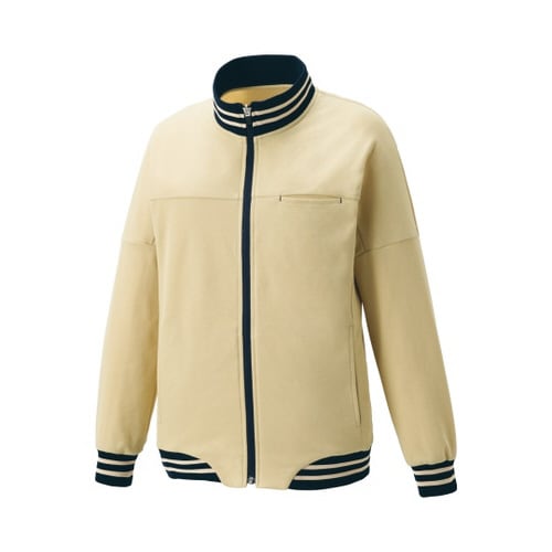 ジャージジャケット ベージュxネイビー M