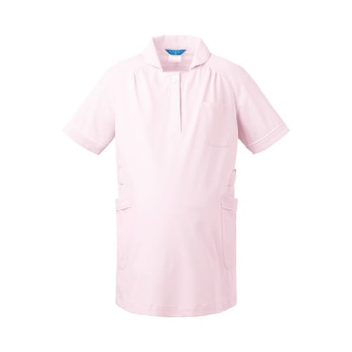 マタニティジャケット半袖 ピンクxホワイト M