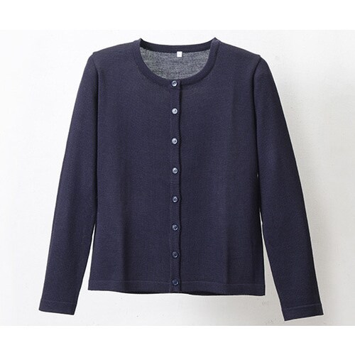 抗ピル丸首カーディガン 濃紺 L