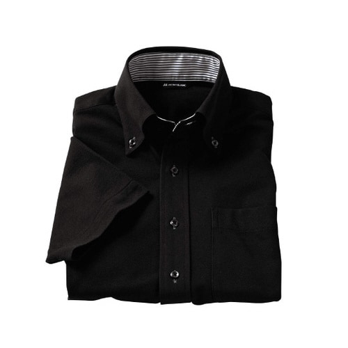 ニットシャツ 兼用 半袖 黒 SSS