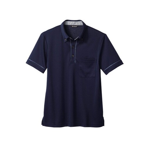 ニットシャツ 兼用 半袖 ネイビー/ブルー S