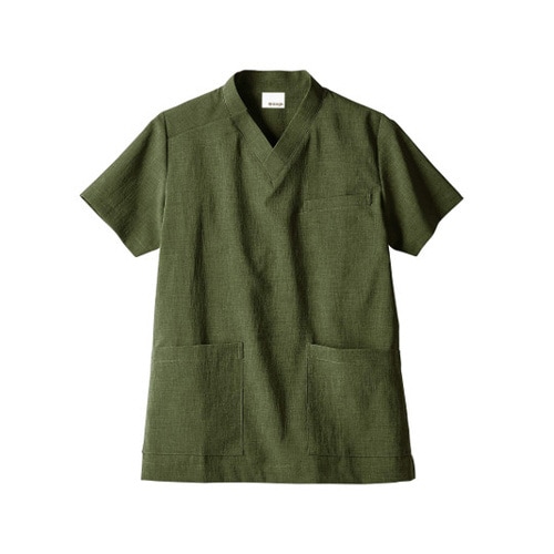 スクラブ 兼用 半袖 オリーブ L