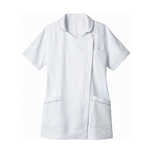 ナースジャケット 半袖 白/グレー L