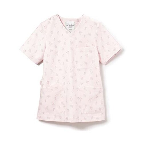 プリントスクラブ ピンク地×アニマルバルーン柄 L