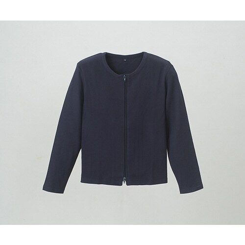 綿混ダブルジップカーディガン ネイビー LL