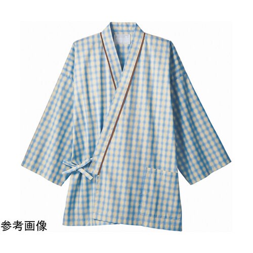 患者衣 兼用 8分袖 サックス/ベージュ L