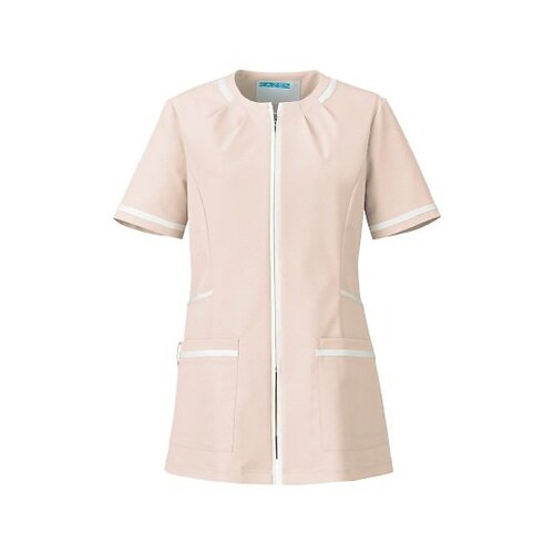 レディースジャケット3Lピンクベージュ×オフホワイ