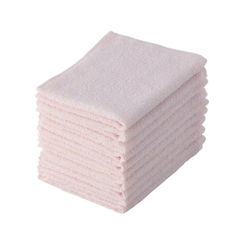 ライトカラーおしぼりタオル 10枚組 ピンク