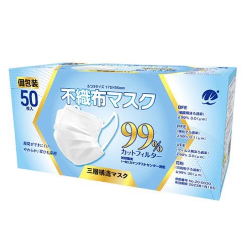 不織布マスク ふつうサイズ 個包装 50枚入