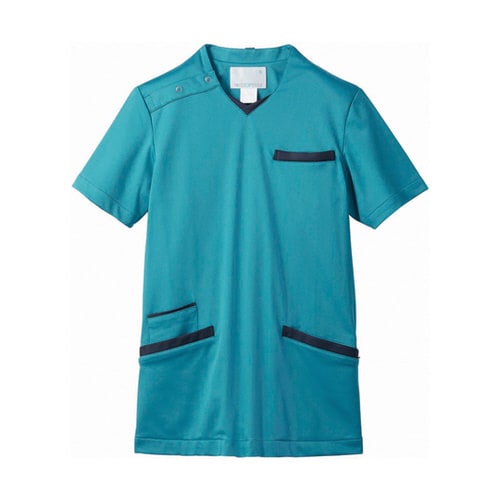 スクラブ 兼用半袖 ターコイズ/ネイビー 3L