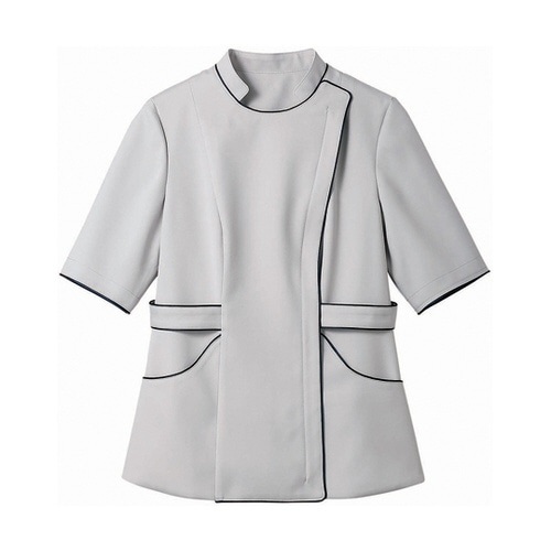 ナースジャケット レディス半袖ライトグ レー LL