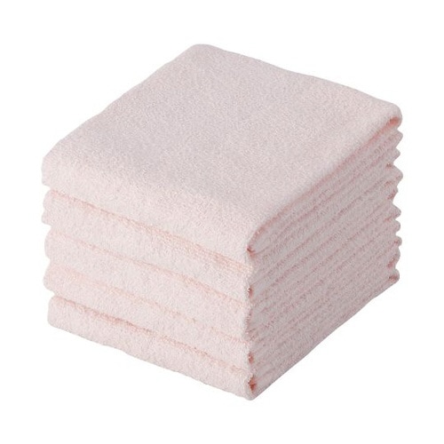 ライトカラーフェイスタオル5枚組 ピンク