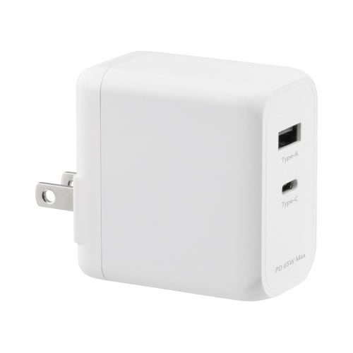 USB−AC充電器 2ポート 65W ホワイト
