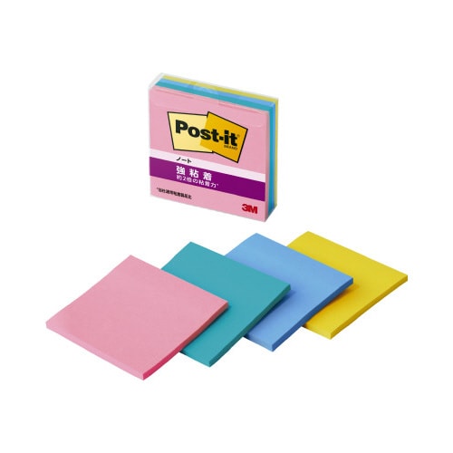 強粘着ノートマルチカラー3 75×75 4冊