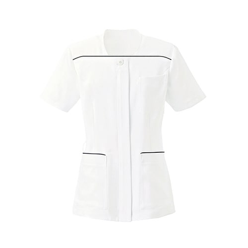 レディスジャケット半袖 ホワイトxネイビー 17号