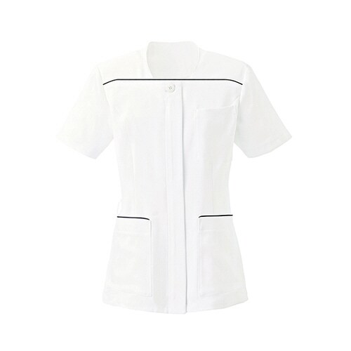 レディスジャケット半袖 ホワイトxネイビー 15号