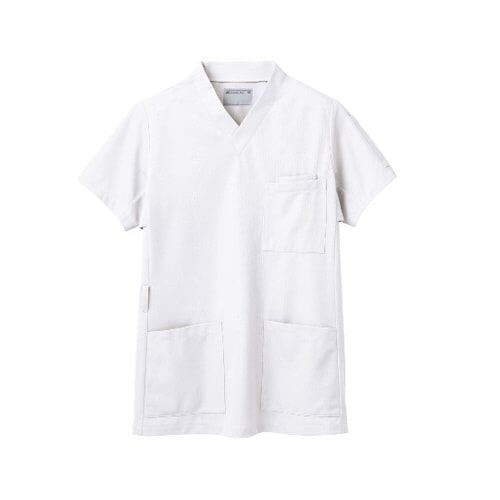 スクラブ 兼用 半袖 白 8L