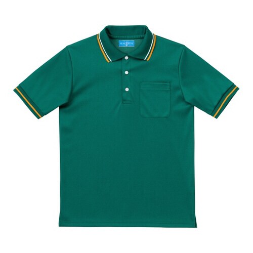 ライン入りポロシャツ ディープグリーン 4L