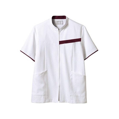 ジャケット メンズ 半袖 白/ワイン 4L