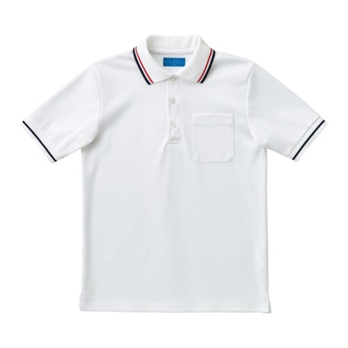 ライン入りポロシャツ ホワイト L