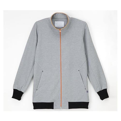 ジップアップブルゾン グレー+オレンジ L