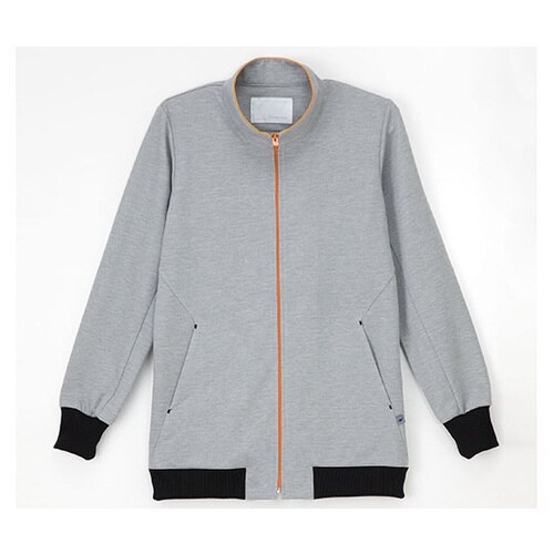 ジップアップブルゾン グレー+オレンジ M