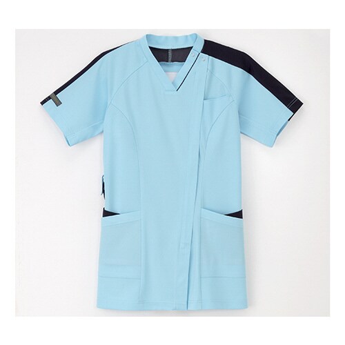 女子スクラブ ライトブルー+ネイビー S