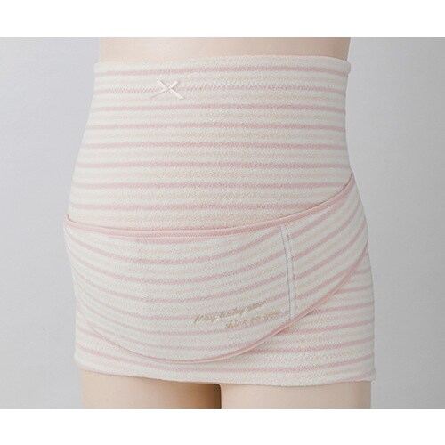 ふわふわパイルボーダー妊婦帯 ピンク M