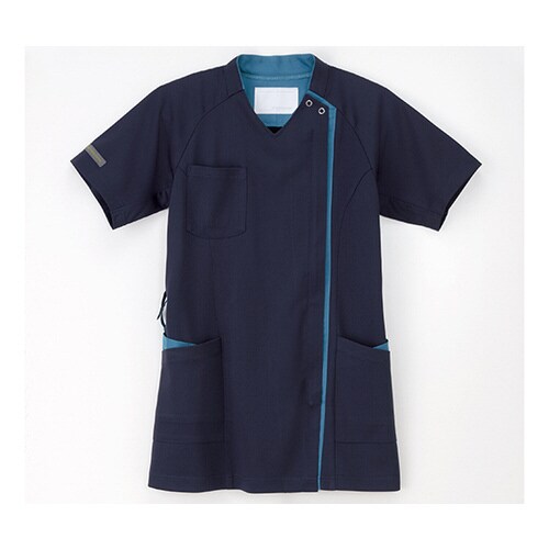 女子スクラブ ネイビー+ターコイズ LL