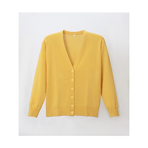 抗ピル長袖カーディガン マスタードイエロー 5L