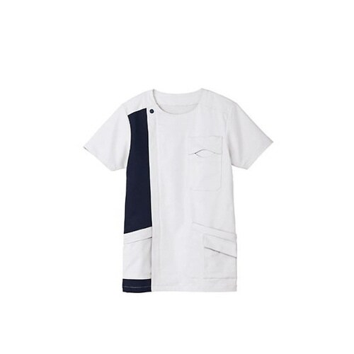 ジップアップスクラブ グレー×ネイビー S