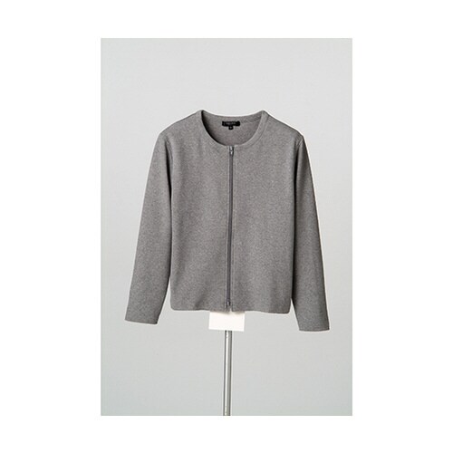 綿混ダブルジップカーディガン グレー LL
