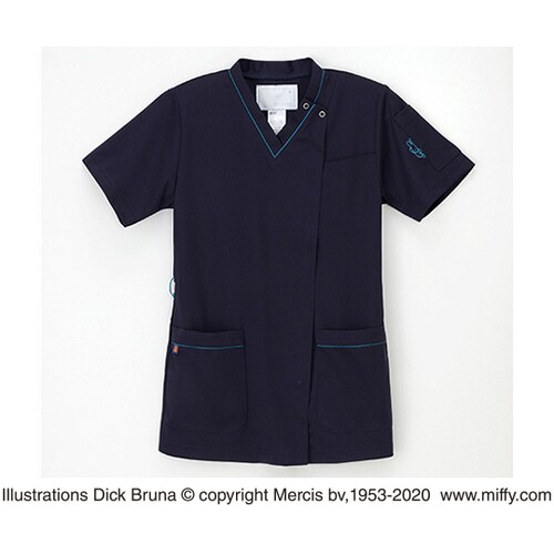 男女兼用スクラブ ネイビー+ターコイズ S