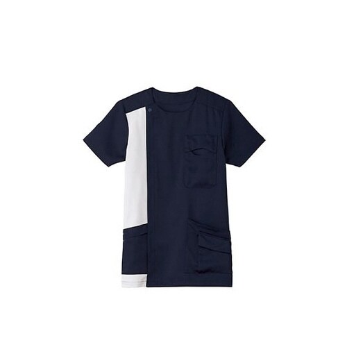 ジップアップスクラブ ネイビー×グレー M