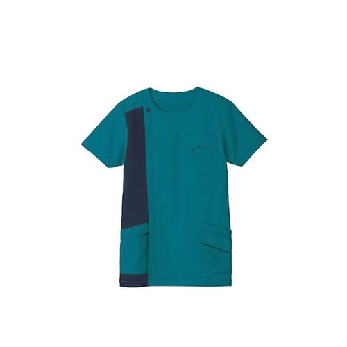 ジップアップスクラブ ターコイズ×ネイビー 3L