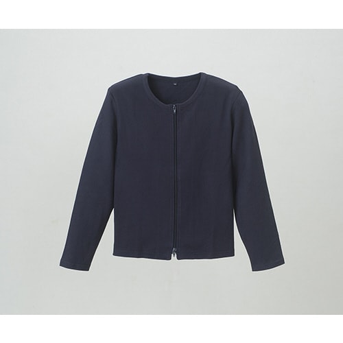 綿混ダブルジップカーディガン ネイビー L
