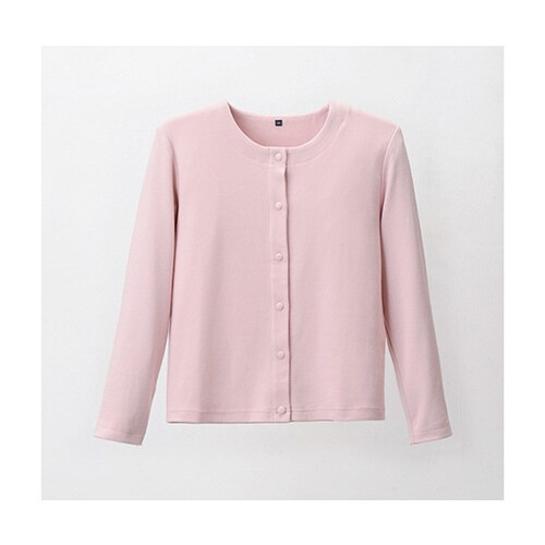 くるみボタンカーディガン コーラルピンク M