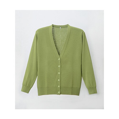 抗ピル長袖カーディガン オリーブ 3L