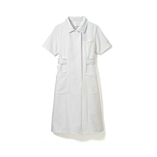 ラインカラーワンピース ホワイト×ミント EL