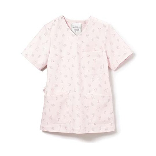 プリントスクラブ ピンク地×アニマルバルーン柄 S