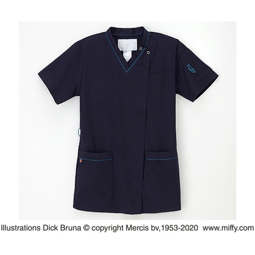 男女兼用スクラブ ネイビー+ターコイズ M