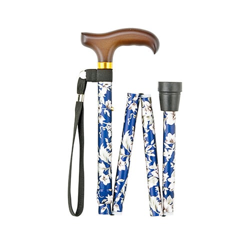 SKステッキ(折りたたみ・太身) 青花柄