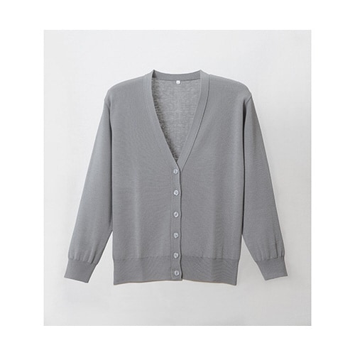 抗ピル長袖カーディガン ライトグレー LL
