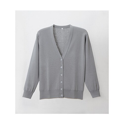 抗ピル長袖カーディガン ライトグレー 4L